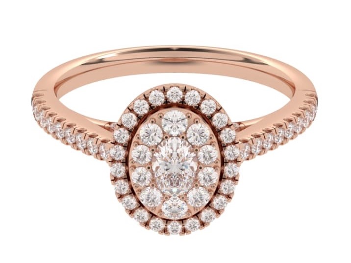 Cameron 14K Gold Oval Lab Grown Diamond Cluster Hidden Halo Engagement Ring (7/8 TCW)