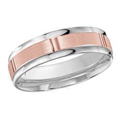 Arthur 14K Two-Tone Gold Vertical Groove Satin Finish Wedding Ring
