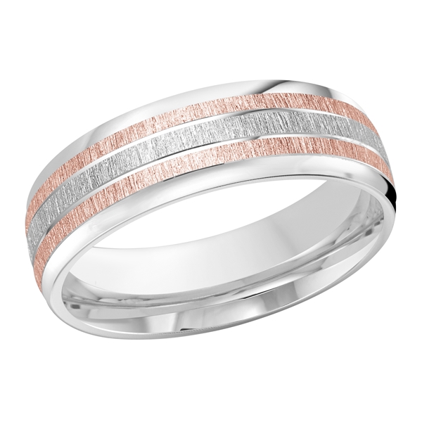 Zeke 14K Two-Tone Vertical Brushed Wedding Ring
