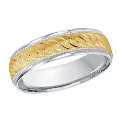 Blaze 14K Two-Tone Gold Etched Wave Wedding Ring