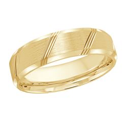 Ezra 14K Gold Diagonal Groove Satin Finish Wedding Ring