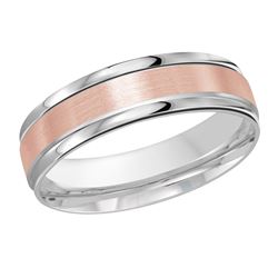 Halstead 14K Two-Tone High Polish Edge Satin Finish Wedding Ring