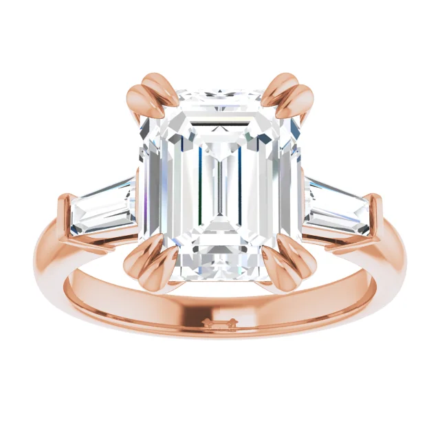 Nikki Emerald Moissanite Three Stone Preset Engagement Ring (3 7/8 CT DEW)