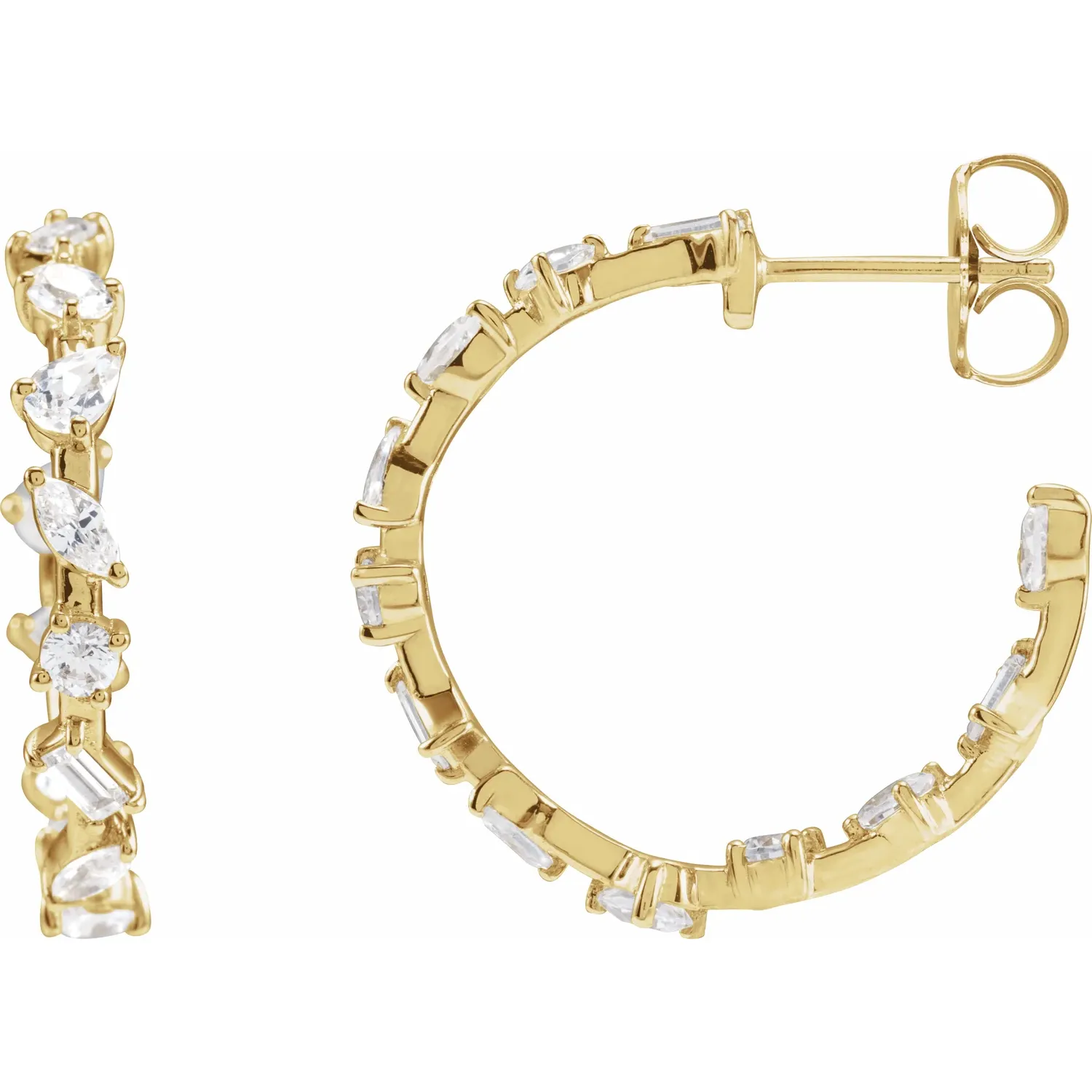 Anastasia 14K Gold Multi-Shape Lab Grown Diamond Inside-Out Hoop Earrings (1 1/8 TCW)