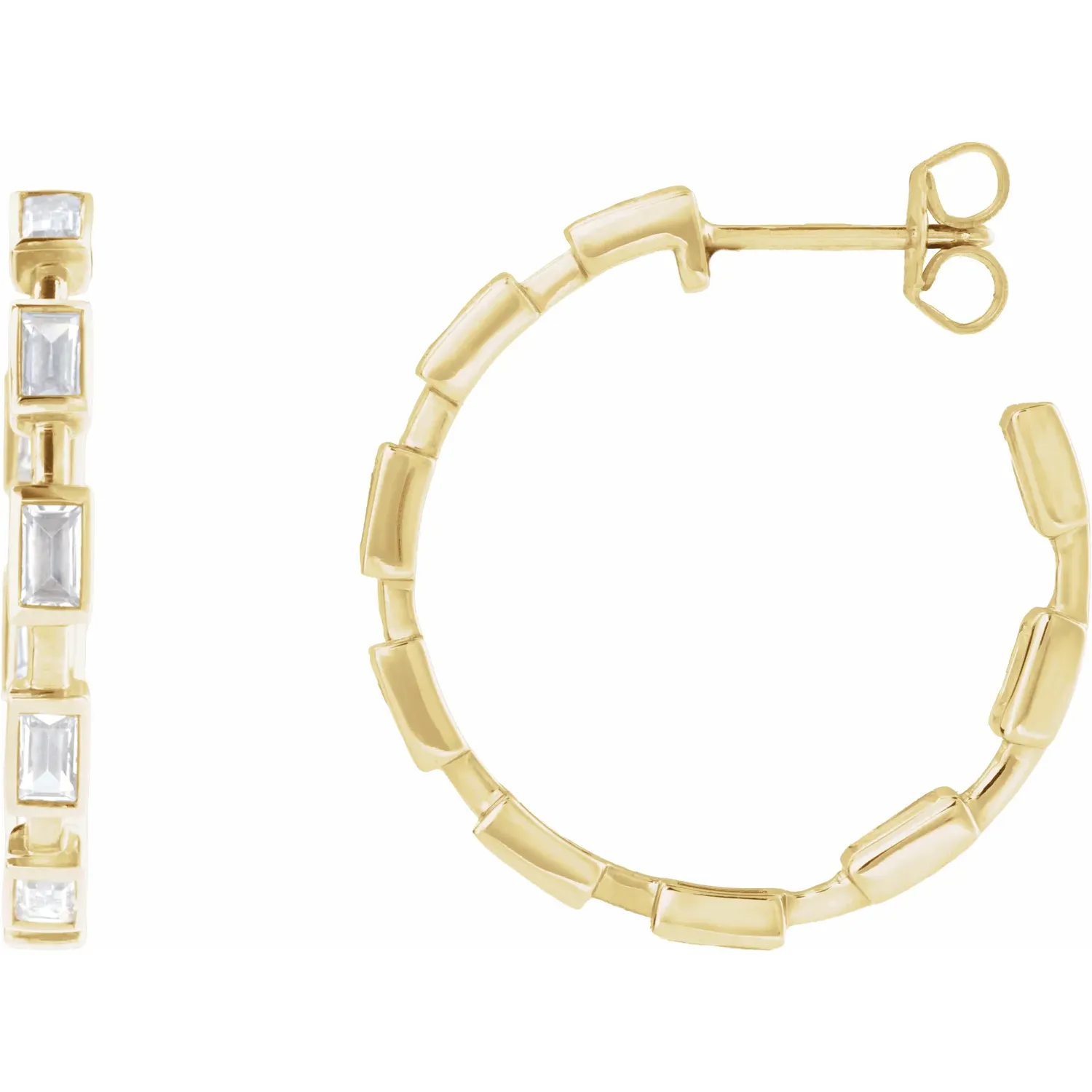 Brianna 14K Gold Baguette Lab Grown Diamond Hoop Earrings (1 1/4 TCW)