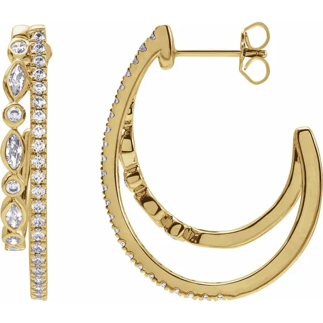 Bella 14K Gold Multi-Shape Lab Grown Diamond Double Hoop Earring (1 1/5 TCW)