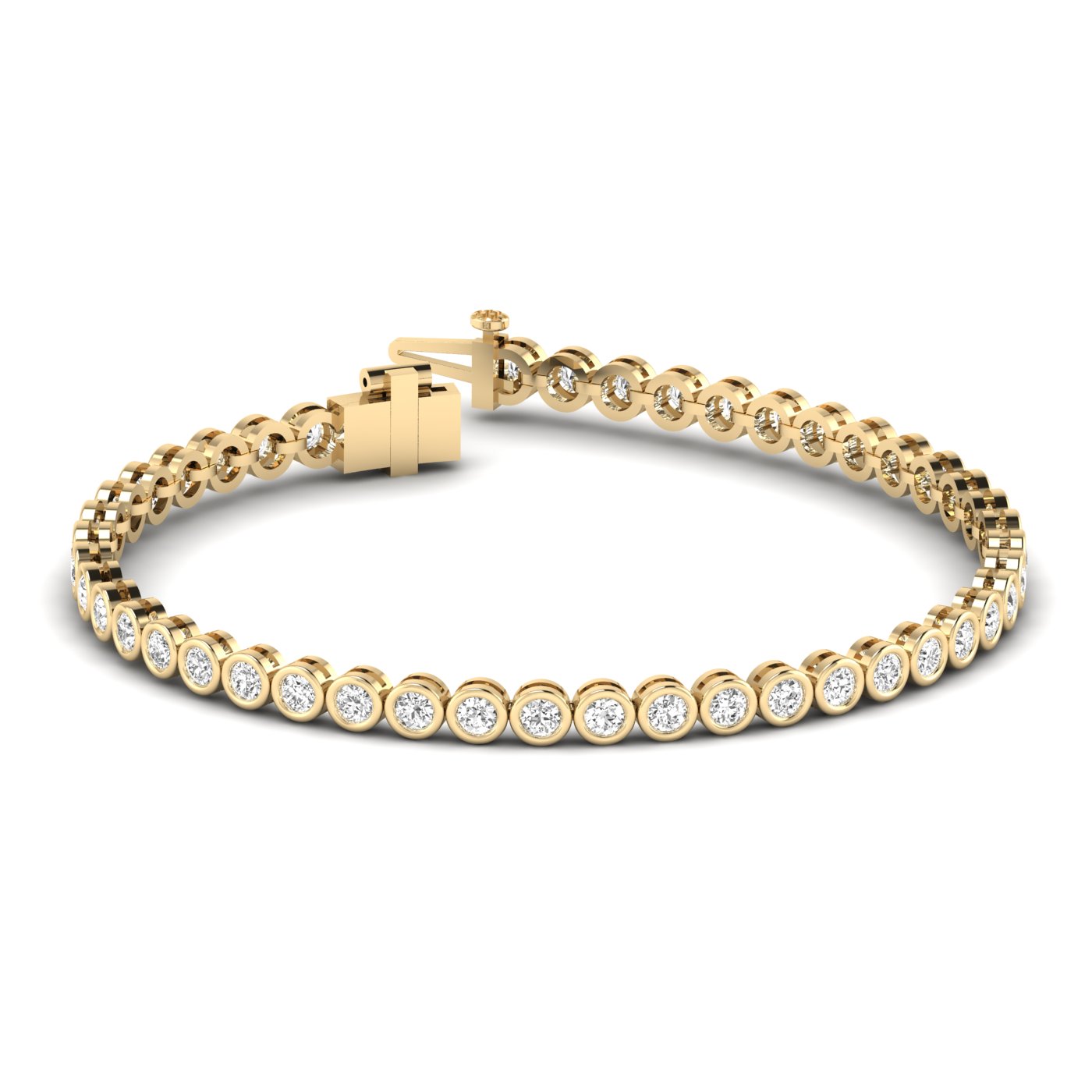 Gemma 14K Yellow Gold Round Lab Grown Diamond Bezel Tennis Bracelet