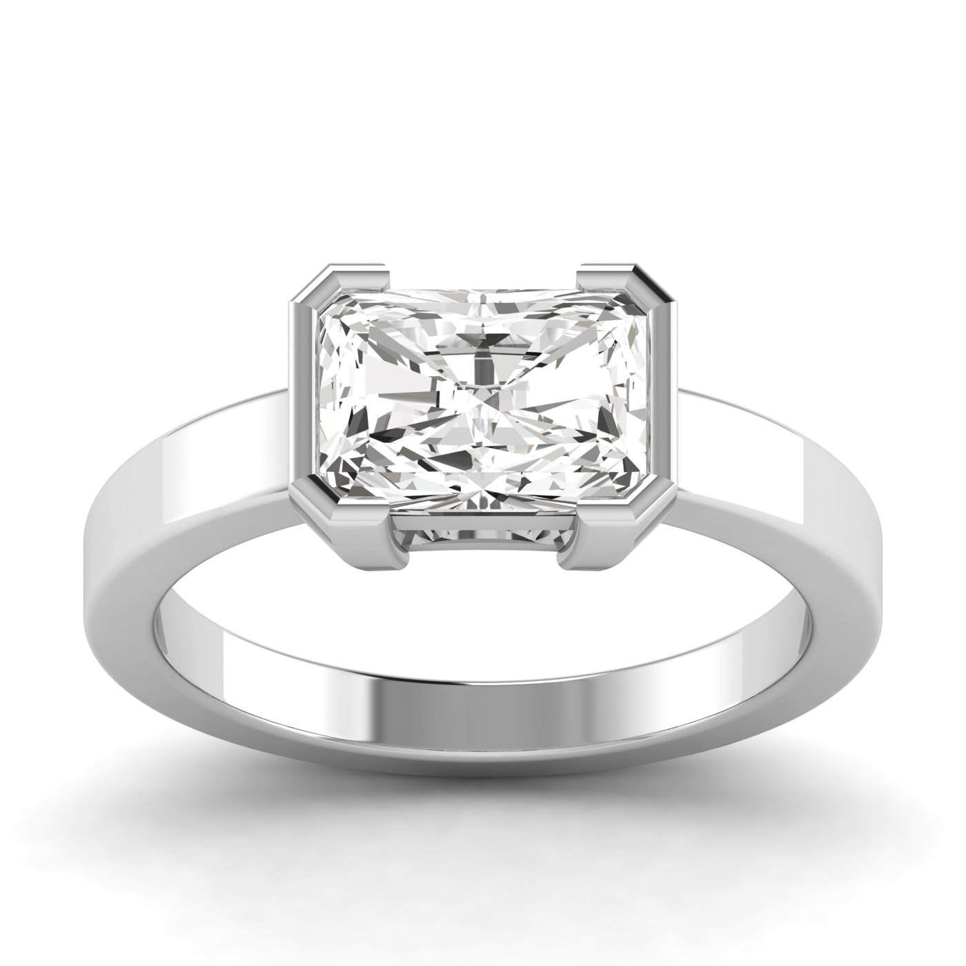 East-West Half Bezel Preset Engagement Ring