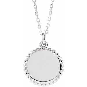 Engravable Beaded Disc Necklace