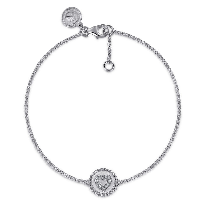Sterling Silver Diamond Bujukan Heart Bracelet