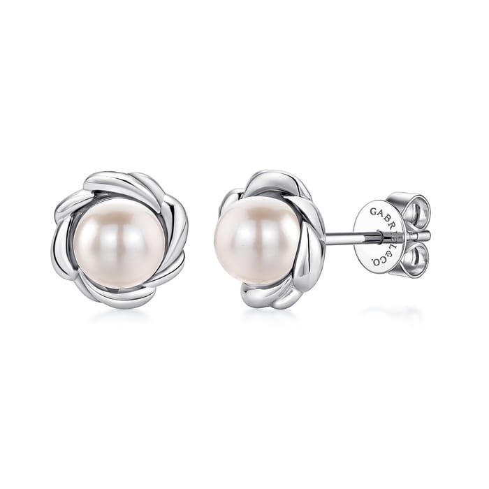 Sterling Silver Pearl Stud Earrings