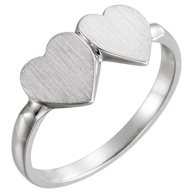 13.8 x 7 mm Double Heart Signet Ring