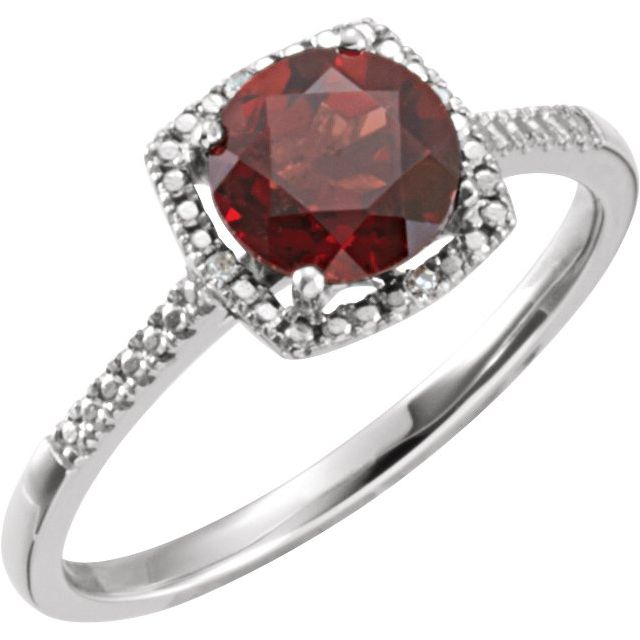 Sterling Silver Halo Style Gemstone Ring