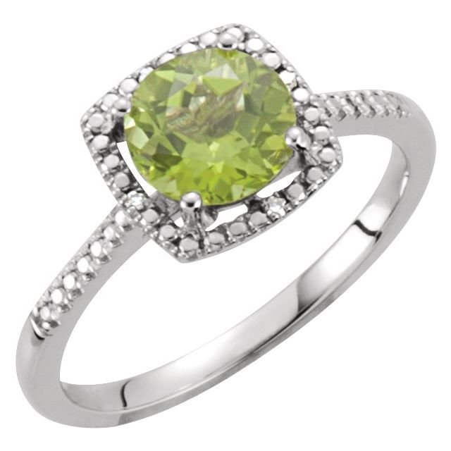 Sterling Silver Halo Style Gemstone Ring