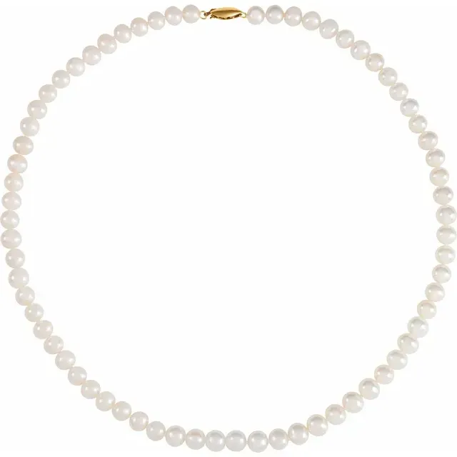 14K Yellow Gold Cultured White Freshwater Potato Pearl 18" Necklace