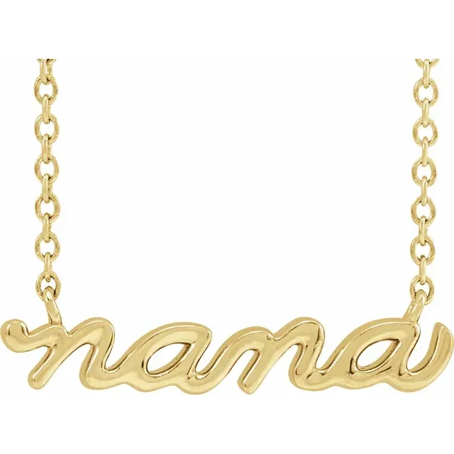 14K Gold 'Nana' Script 18" Necklace