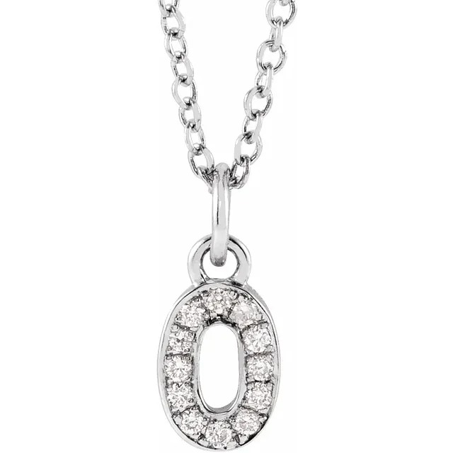 14K Petite Pavé Numeral 16-18" Necklace