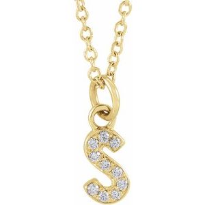 14K Yellow 1/6 CTW Lab-Grown Diamond Initial Necklace