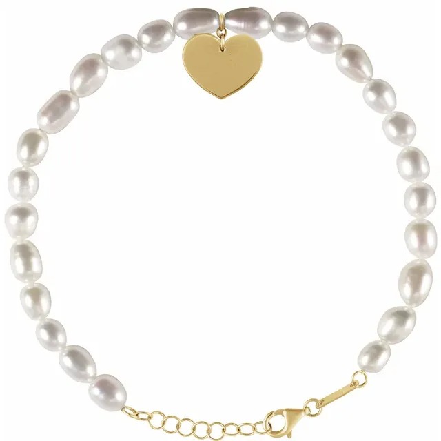 Marleigh 14K Yellow Gold Freshwater Pearl & Heart Bracelet