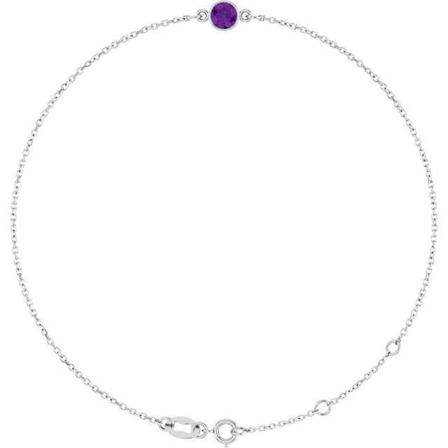 14K Bezel Gemstone Chain Bracelet