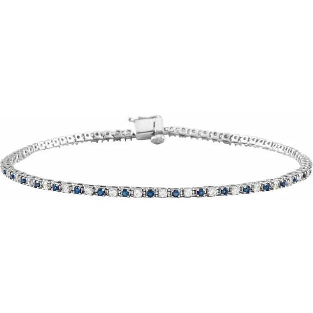 14K Natural Gemstone & 5/8 CTW Natural Diamond Tennis Bracelet