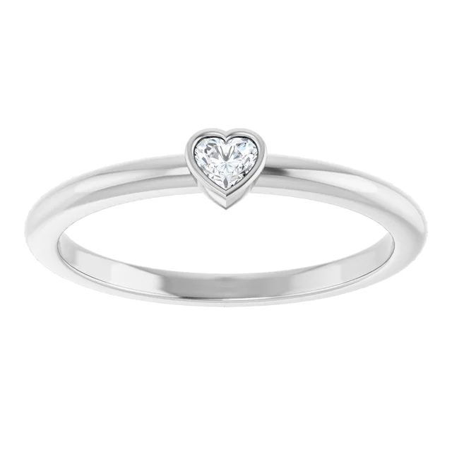 Heart Shaped Natural Diamond Stacking Ring