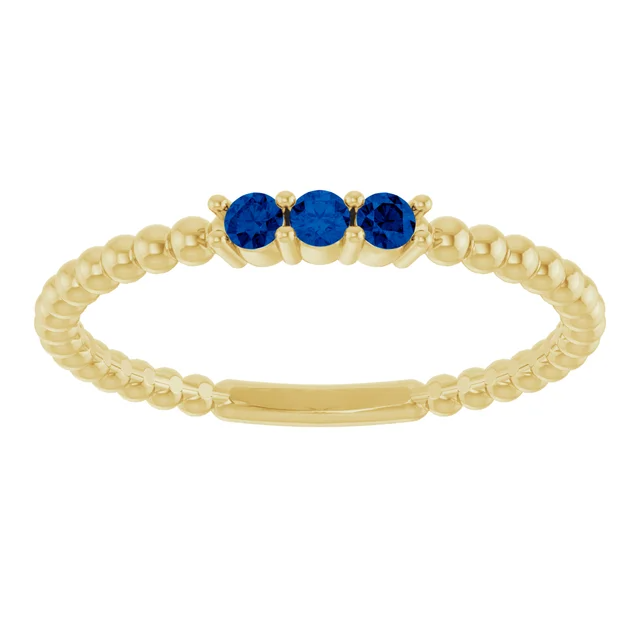 14K Gemstone Beaded Stacking Ring