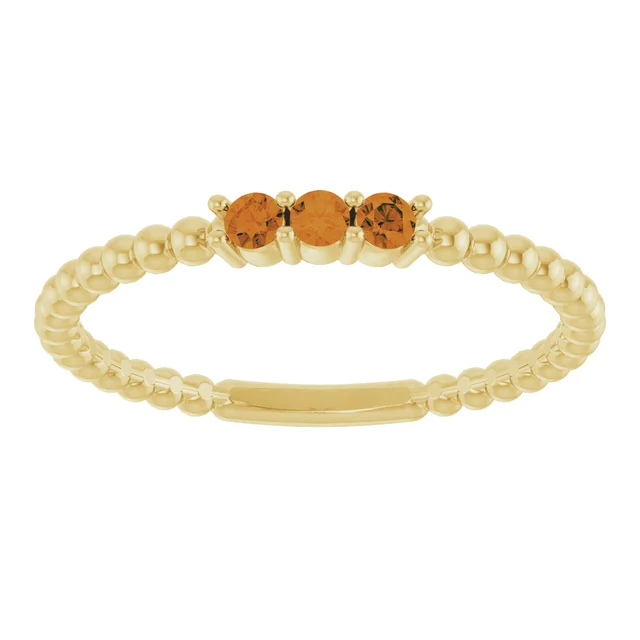 14K Gemstone Beaded Stacking Ring