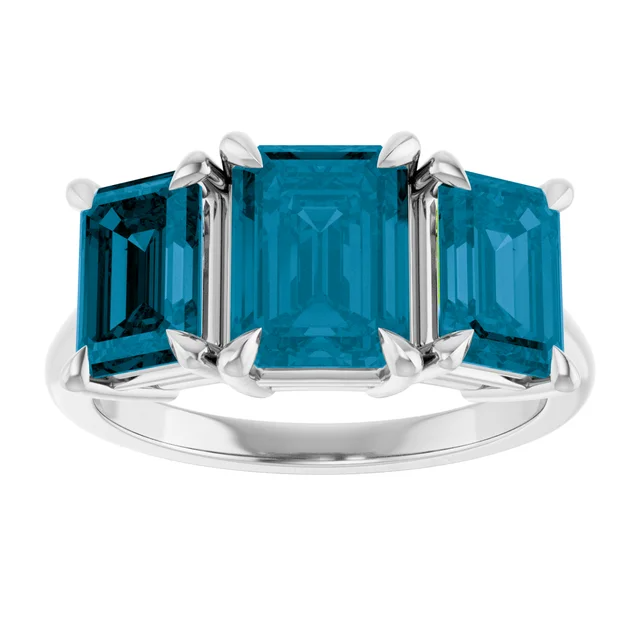 Three Stone London Blue Topaz Ring