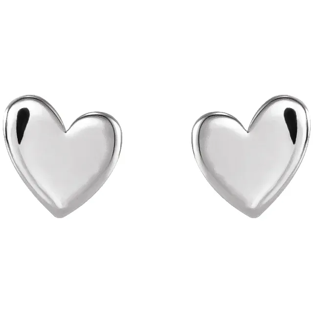 14K Asymmetric Heart Studs