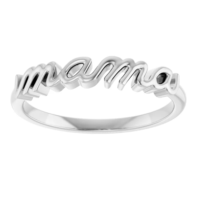 Gold Script 'mama' Ring