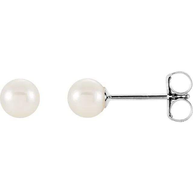 14K Gold White Akoya Pearl Earrings