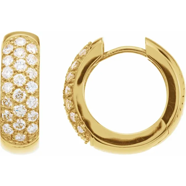 Anna 14K Gold Pave Diamond Huggie Earrings (1/3 or 7/8 TCW)