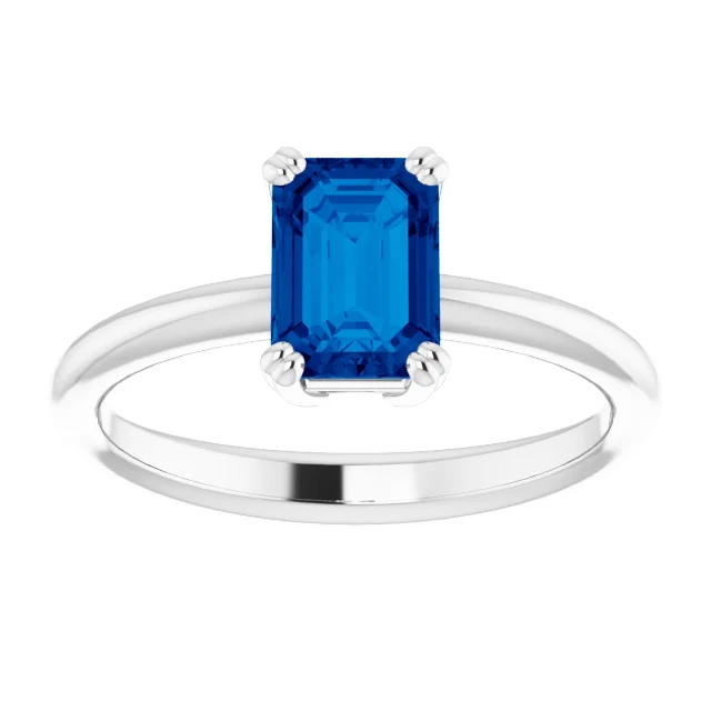 Emerald Cut Double Prong Gemstone Ring