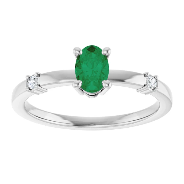 Emerald & Natural Diamond Ring