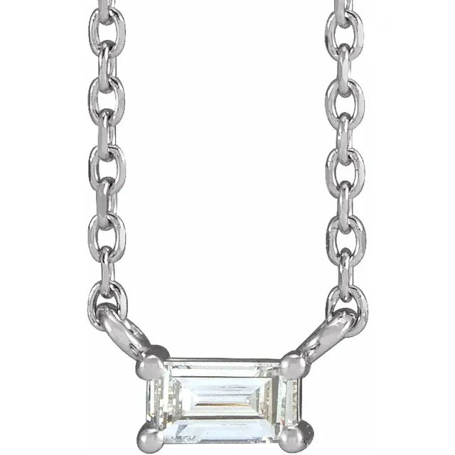 14K Baguette Gemstone Necklace