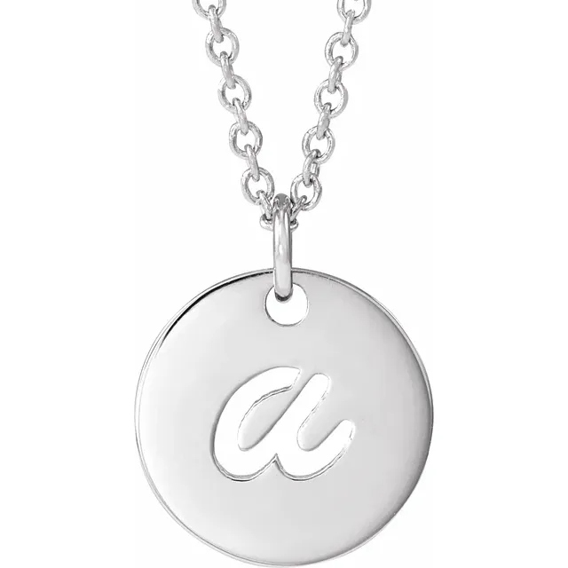 14K Cut-Out Disc Initial 16-18" Necklace