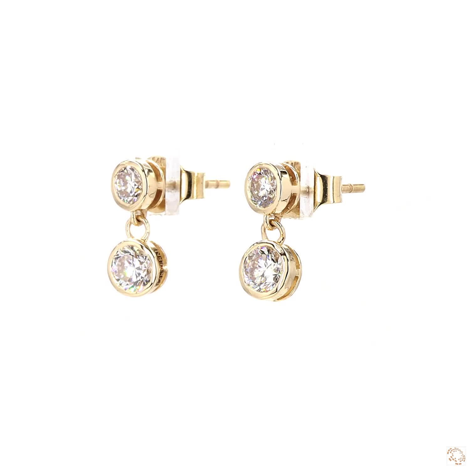 Round Bezel Drop Earrings