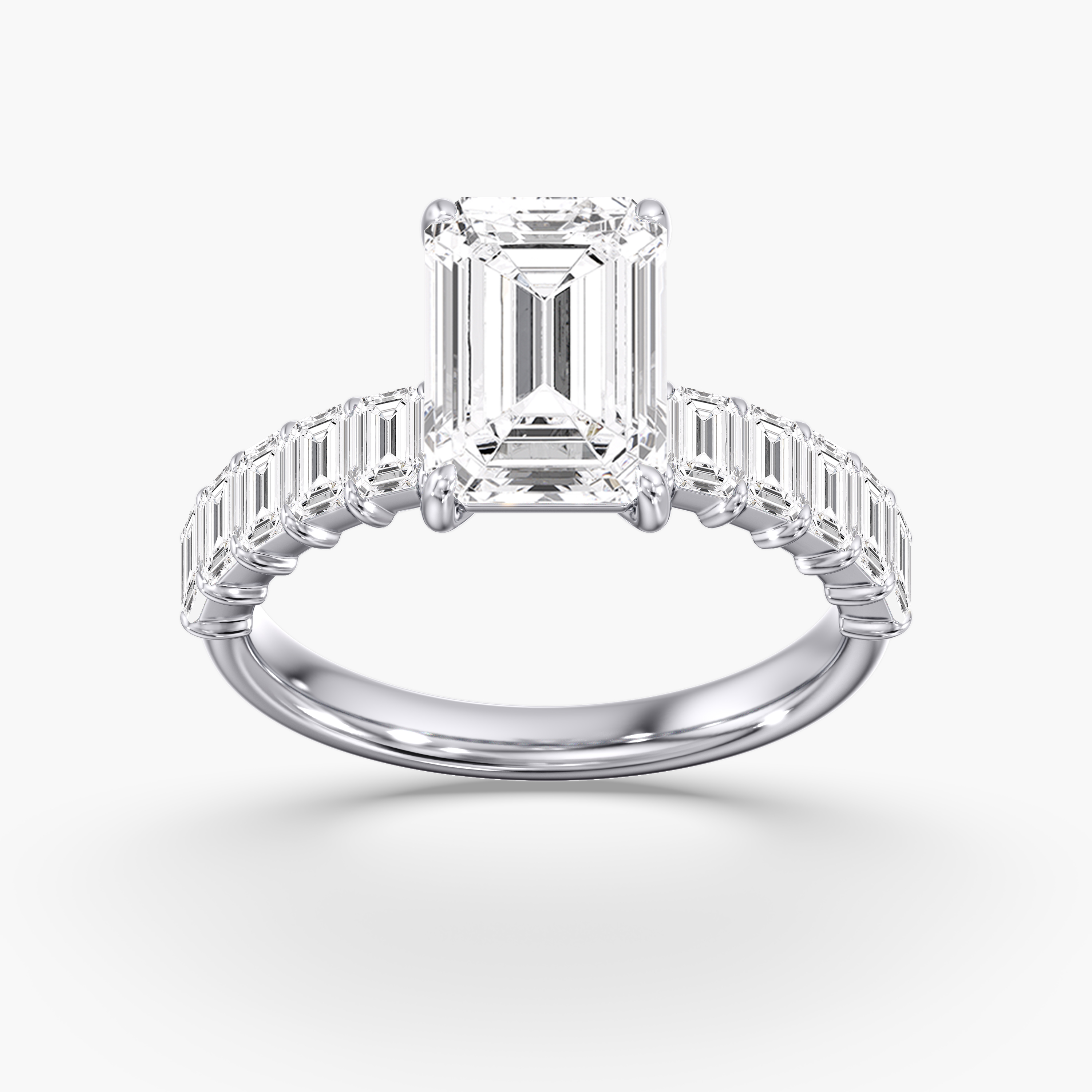 3.00ct Emerald Lab Grown Diamond Accented Preset Engagement Ring