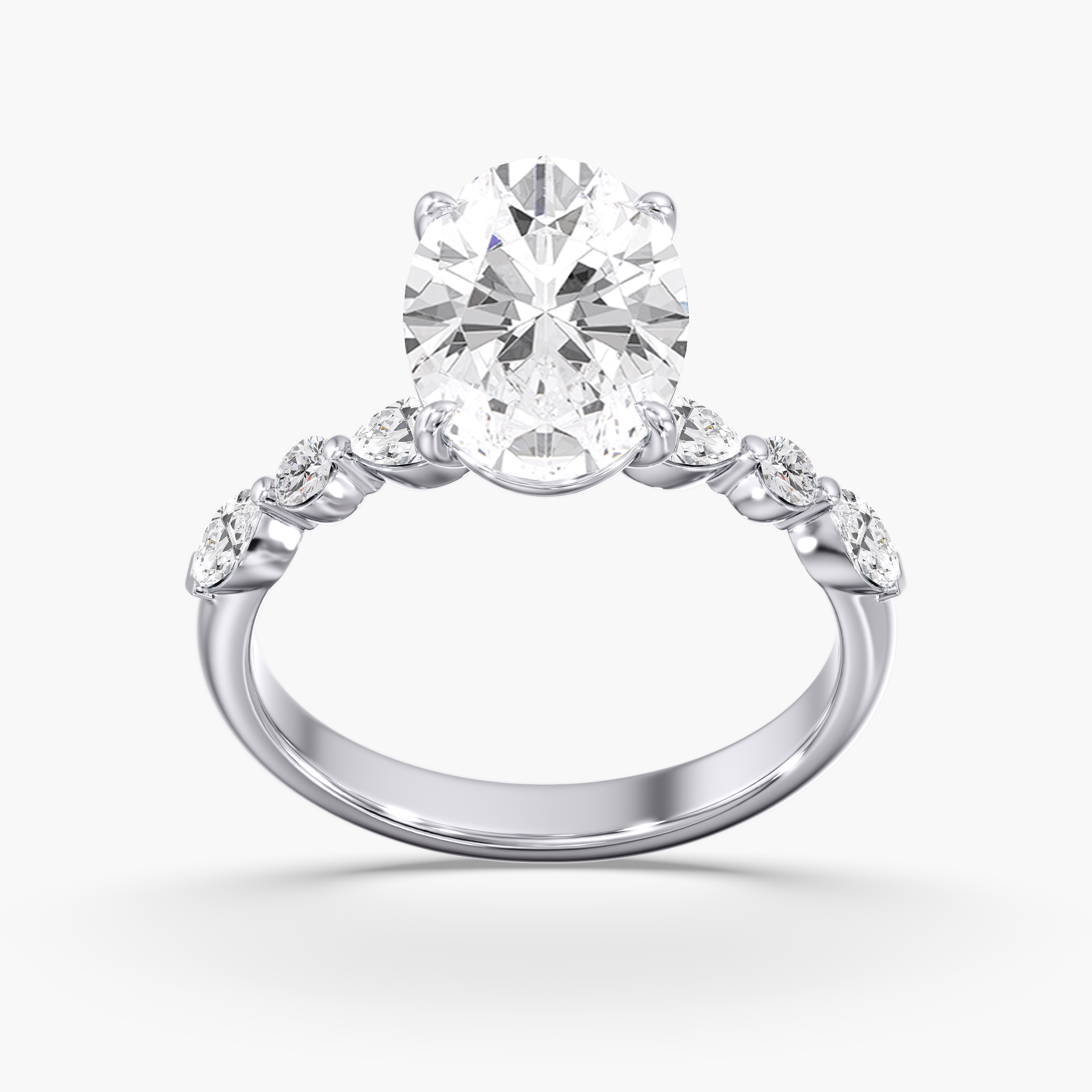 3.00ct Oval Lab Grown Diamond Accented Preset Engagement Ring