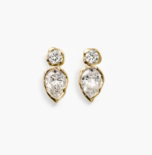 Melting Pear Bezel Drop Earrings