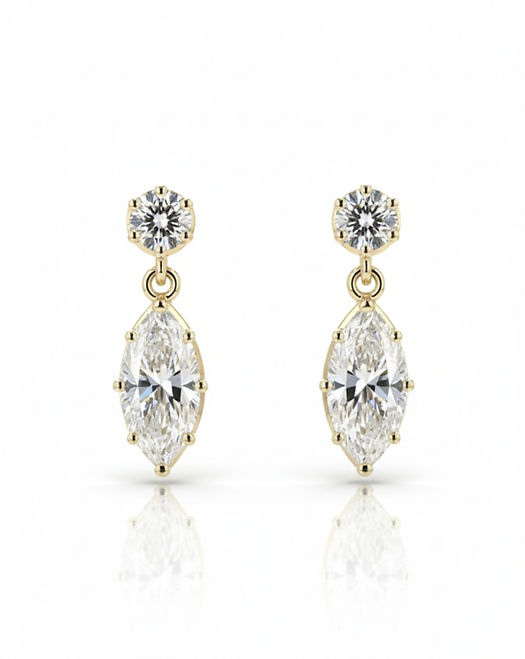 Marquise Bezel Prong Drop Earrings