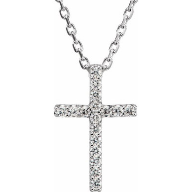 14K Gold Diamond Cross Pendant Necklace (1/10 CTW)