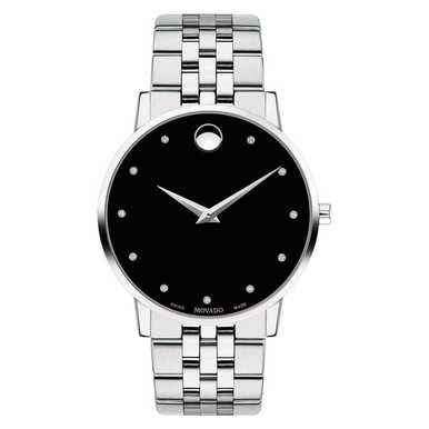 Movado 40MM Museum Classic Diamond Black Men's Watch
