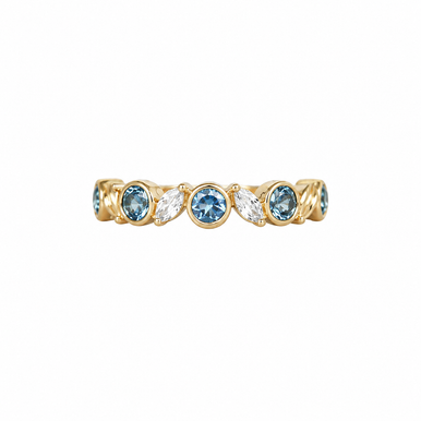 Amia 10K Yellow Gold Blue & White Topaz Ring