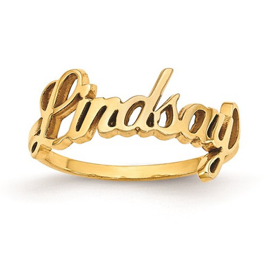 14K Yellow Gold Script Name Ring