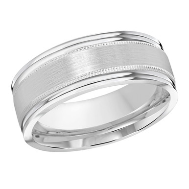 Jasper 14K Gold Milgrain Satin Finish Wedding Ring