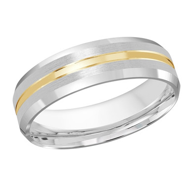 Hugh 14K Two-Tone Gold Center Groove Wedding Ring