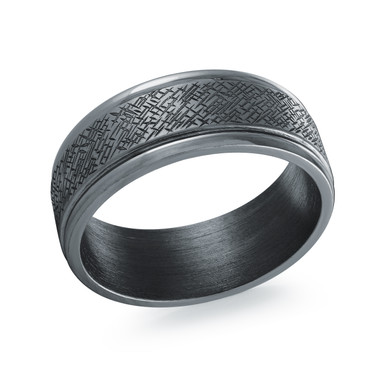 Baxter Grey Tantalum Laser Engraved Wedding Ring