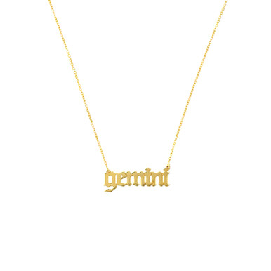Zodiac 14K Yellow Gold Script Necklace
